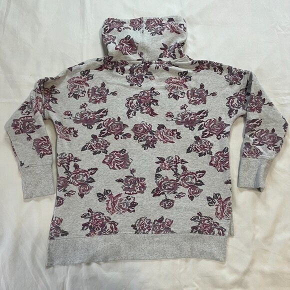 Calvin Klein Light Gray Purple Floral Print Cowelneck Cropped Sweater | Size S - Picture 5 of 5